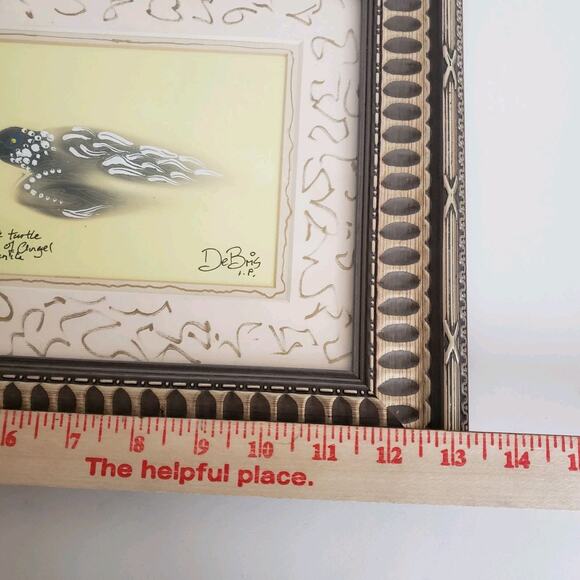 Haiku Art by Bryan DeBris of Hawksbill White Sea Turtle. Matted Framed Signed - Picture 9 of 12